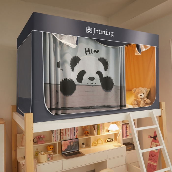 91家纺网 家纺一手货源 找家纺 （总）星际优品 2025新款学生蚊帐遮光床帘植绒环保遮光帘99%遮光-印花款学生蚊帐-一