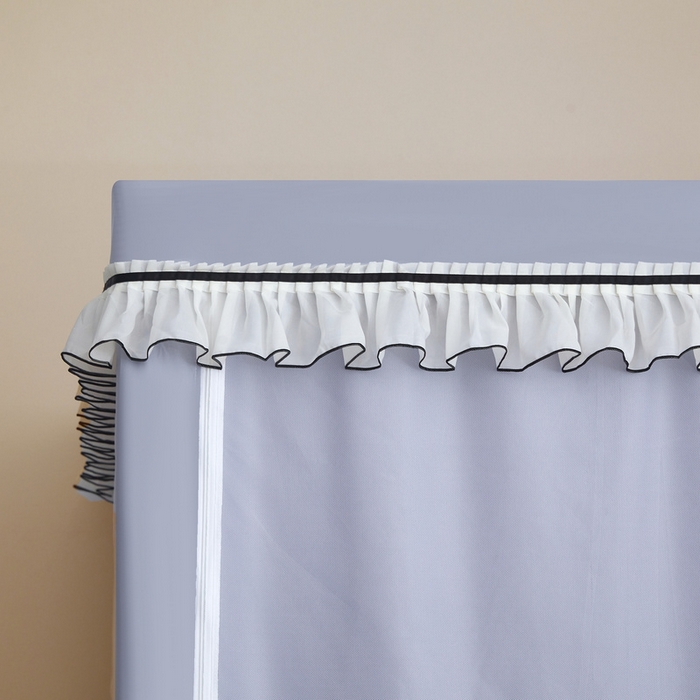 91家纺网 家纺一手货源 找家纺 星际优品 2025新款学生蚊帐遮光床帘植绒环保遮光帘99%遮光-花边款学生蚊帐 花边款-浅银灰