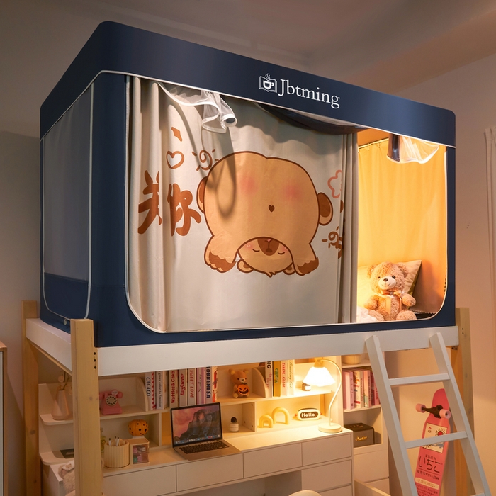 91家纺网 家纺一手货源 找家纺 （总）星际优品 2025新款学生蚊帐遮光床帘植绒环保遮光帘99%遮光-印花款学生蚊帐-一