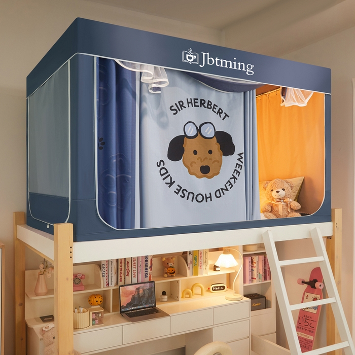 91家纺网 家纺一手货源 找家纺 （总）星际优品 2025新款学生蚊帐遮光床帘植绒环保遮光帘99%遮光-印花款学生蚊帐-一