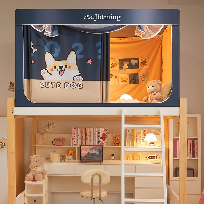 91家纺网 家纺一手货源 找家纺 （总）星际优品 2025新款学生蚊帐遮光床帘植绒环保遮光帘99%遮光-印花款学生蚊帐-二