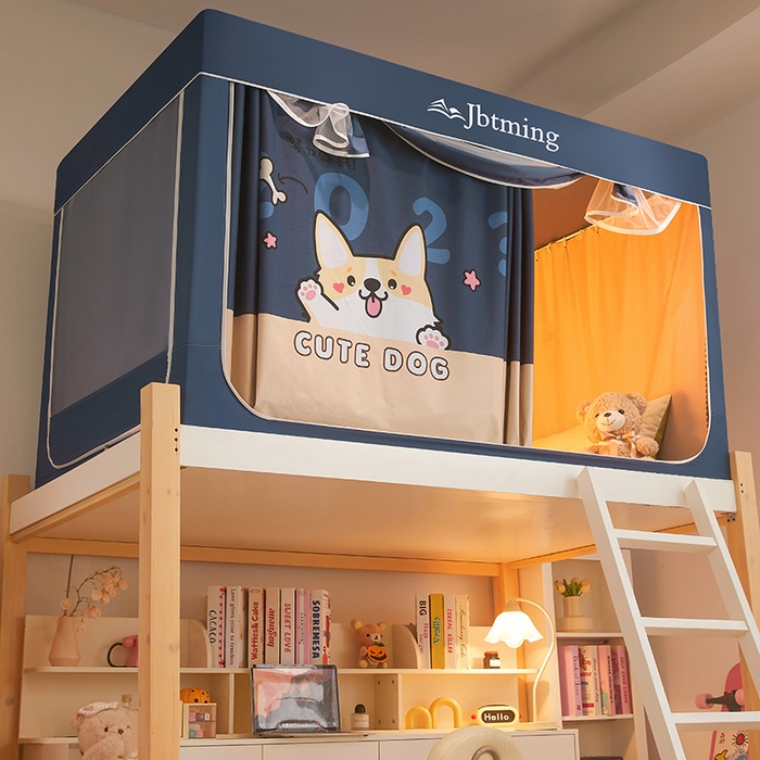 91家纺网 家纺一手货源 找家纺 （总）星际优品 2025新款学生蚊帐遮光床帘植绒环保遮光帘99%遮光-印花款学生蚊帐-二