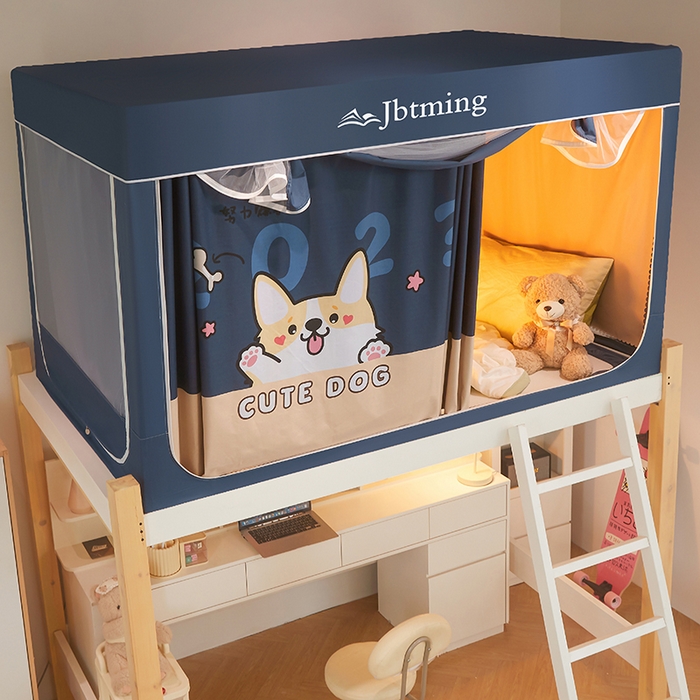 91家纺网 家纺一手货源 找家纺 （总）星际优品 2025新款学生蚊帐遮光床帘植绒环保遮光帘99%遮光-印花款学生蚊帐-二