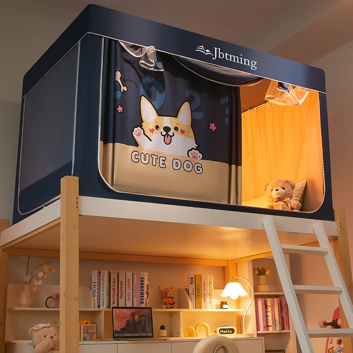 91家纺网 家纺一手货源 找家纺 （总）星际优品 2025新款学生蚊帐遮光床帘植绒环保遮光帘99%遮光-印花款学生蚊帐-二