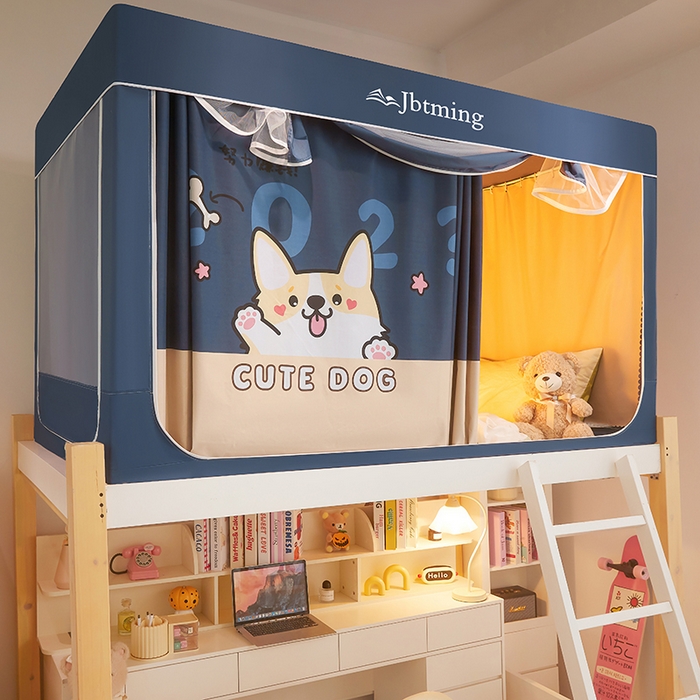 91家纺网 家纺一手货源 找家纺 （总）星际优品 2025新款学生蚊帐遮光床帘植绒环保遮光帘99%遮光-印花款学生蚊帐-二