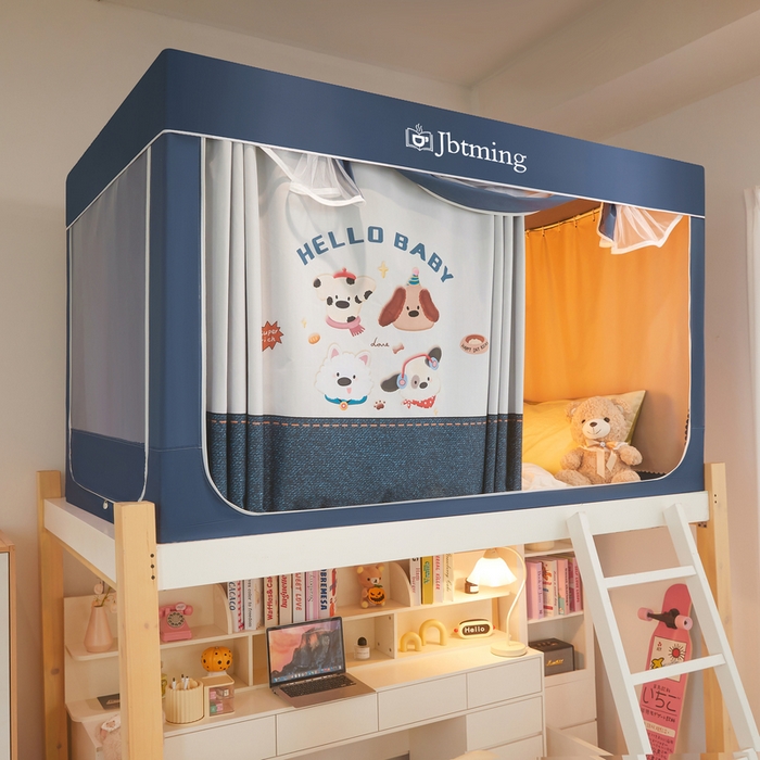 91家纺网 家纺一手货源 找家纺 （总）星际优品 2025新款学生蚊帐遮光床帘植绒环保遮光帘99%遮光-印花款学生蚊帐-一