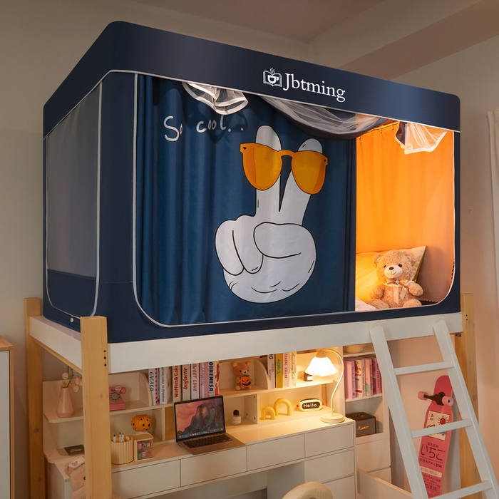 91家纺网 家纺一手货源 找家纺 （总）星际优品 2025新款学生蚊帐遮光床帘植绒环保遮光帘99%遮光-印花款学生蚊帐-一