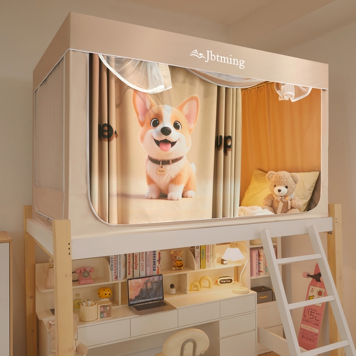 91家纺网 家纺一手货源 找家纺 （总）星际优品 2025新款学生蚊帐遮光床帘植绒环保遮光帘99%遮光-印花款学生蚊帐-二