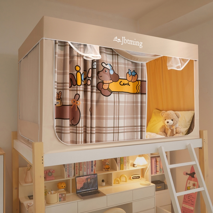 91家纺网 家纺一手货源 找家纺 （总）星际优品 2025新款学生蚊帐遮光床帘植绒环保遮光帘99%遮光-印花款学生蚊帐-二