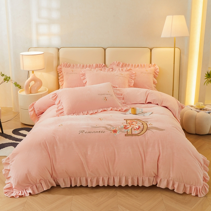 91家纺网 家纺一手货源 找家纺 （总）怡源梦 2025新款亲肤舒适A类婴儿绒刺绣四件套