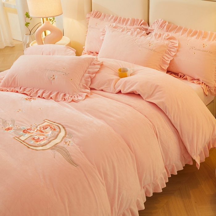 91家纺网 家纺一手货源 找家纺 （总）怡源梦 2025新款亲肤舒适A类婴儿绒刺绣四件套