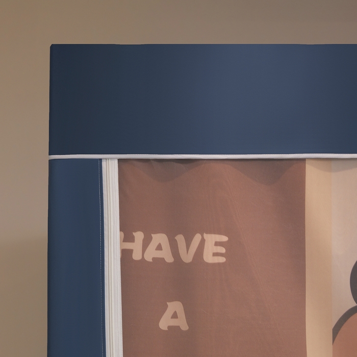 91家纺网 家纺一手货源 找家纺 星际优品 2025新款学生蚊帐遮光床帘植绒环保遮光帘99%遮光-印花款学生蚊帐-一 奶茶熊-藏青