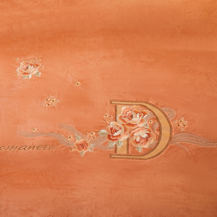 91家纺网 家纺一手货源 找家纺 怡源梦 2025新款亲肤舒适A类婴儿绒刺绣四件套 花香云锦-靓丽橙