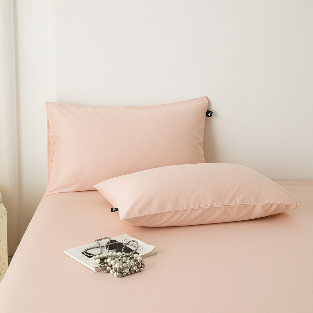 91家纺网 家纺一手货源 找家纺 眠博士 2025新款大雁纹小提花纯棉枕套单品枕套枕套单件 枕套-雁纹粉