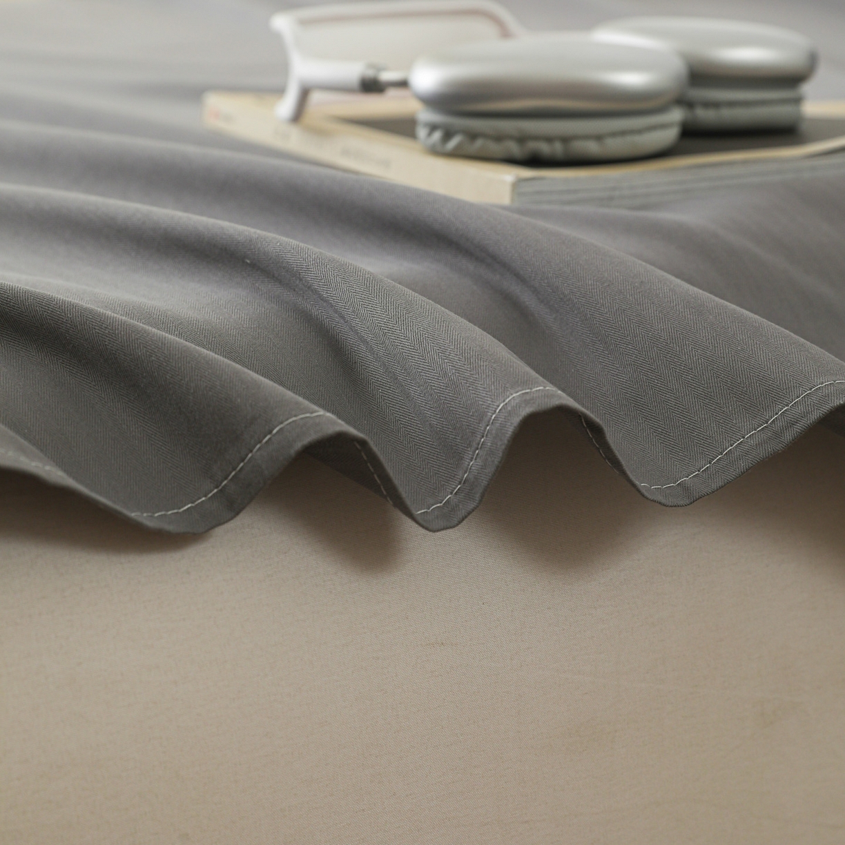 91家纺网 家纺一手货源 找家纺 眠博士 2025新款大雁纹小提花纯棉枕套单品枕套枕套单件 枕套-雁纹灰