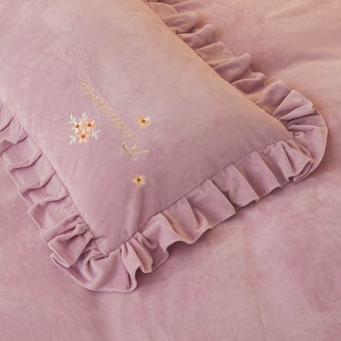 91家纺网 家纺一手货源 找家纺 怡源梦 2025新款亲肤舒适A类婴儿绒刺绣四件套 花香云锦-香芋紫