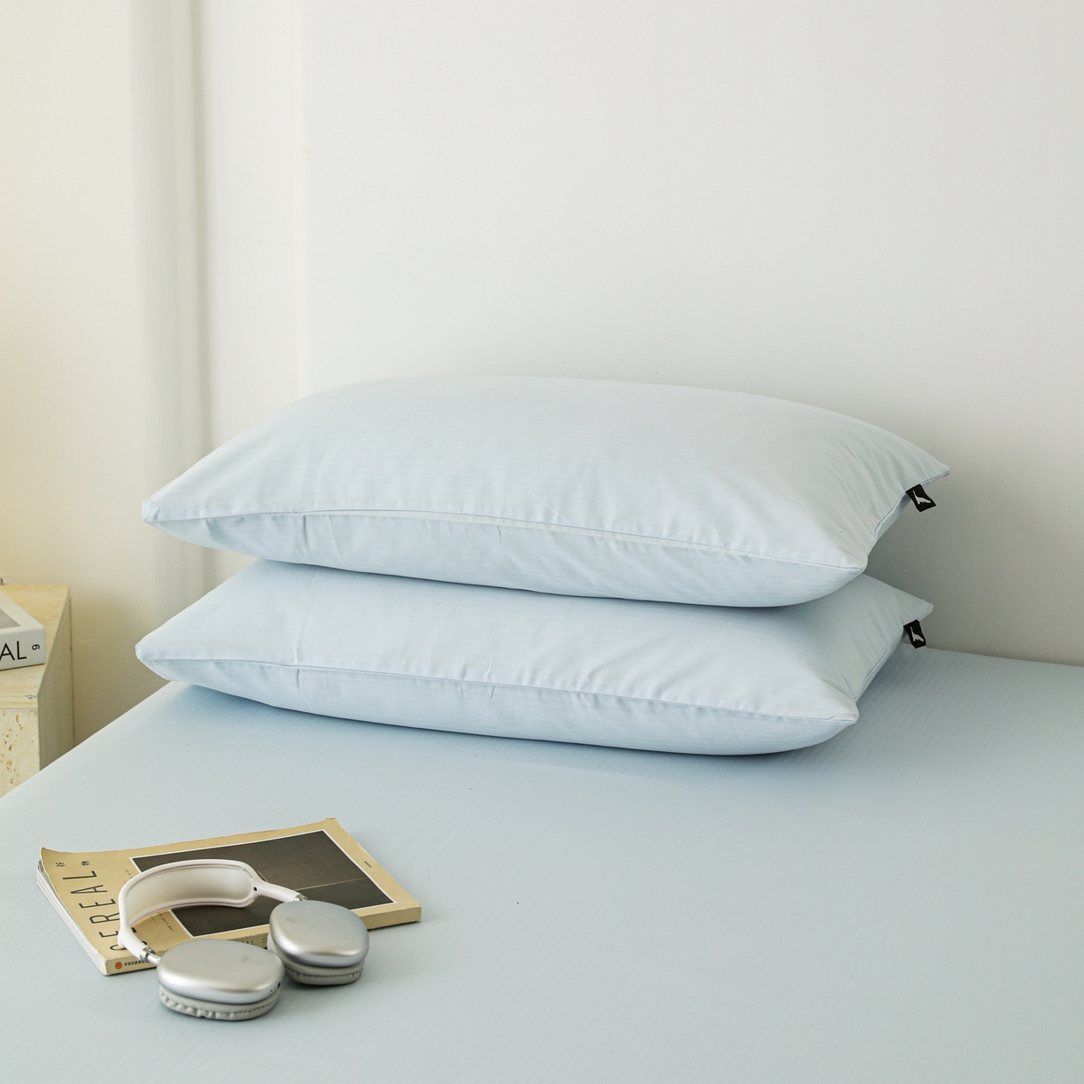 91家纺网 家纺一手货源 找家纺 眠博士 2025新款大雁纹小提花纯棉枕套单品枕套枕套单件 枕套-雁纹嫩蓝