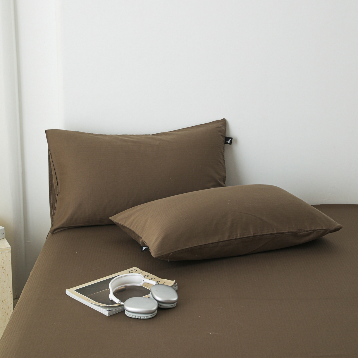 91家纺网 家纺一手货源 找家纺 眠博士 2025新款大雁纹小提花纯棉枕套单品枕套枕套单件 枕套-雁纹棕咖