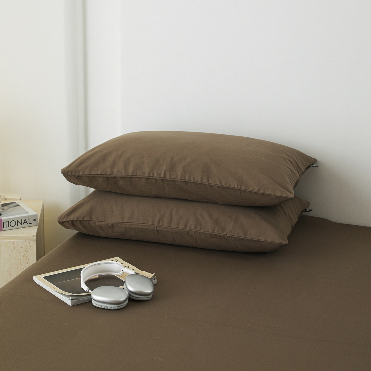 91家纺网 家纺一手货源 找家纺 眠博士 2025新款大雁纹小提花纯棉枕套单品枕套枕套单件 枕套-雁纹棕咖