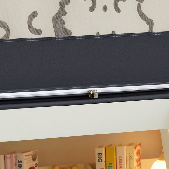 91家纺网 家纺一手货源 找家纺 星际优品 2025新款学生蚊帐遮光床帘植绒环保遮光帘99%遮光-印花款学生蚊帐-二 好奇猫-灰