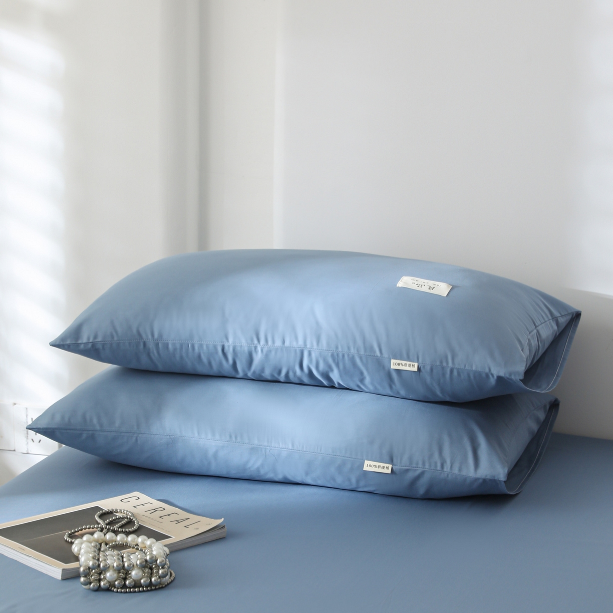 91家纺网 家纺一手货源 找家纺 （总）眠博士 2025新款高支高密全棉纯色枕套系列