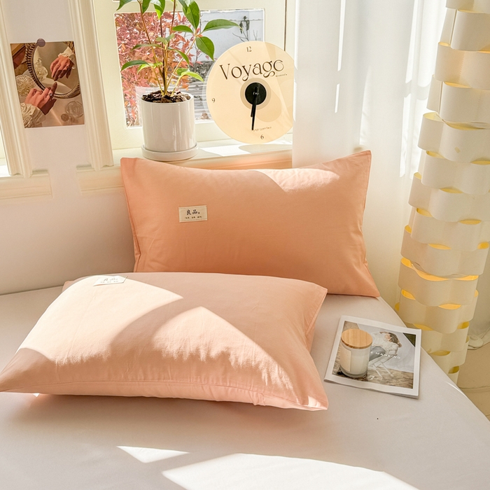 眠博士 2025新款高支高密全棉纯色枕套系列 40支枕套-橘色