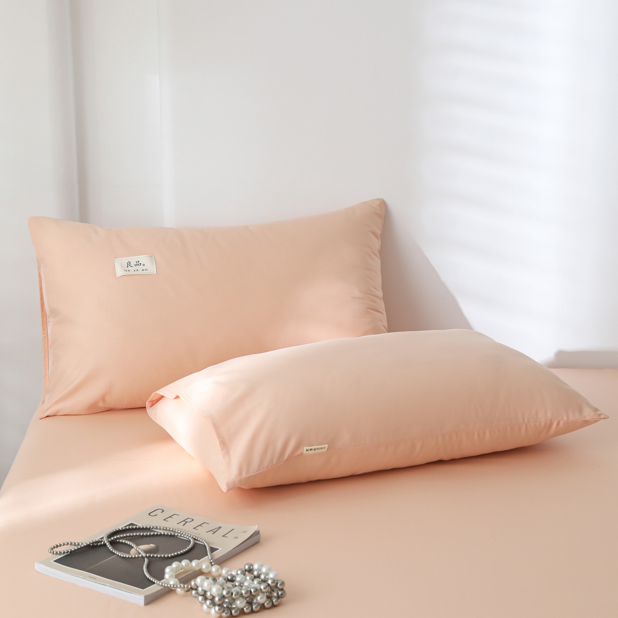 91家纺网 家纺一手货源 找家纺 眠博士 2025新款高支高密全棉纯色枕套系列 40支枕套-橘色