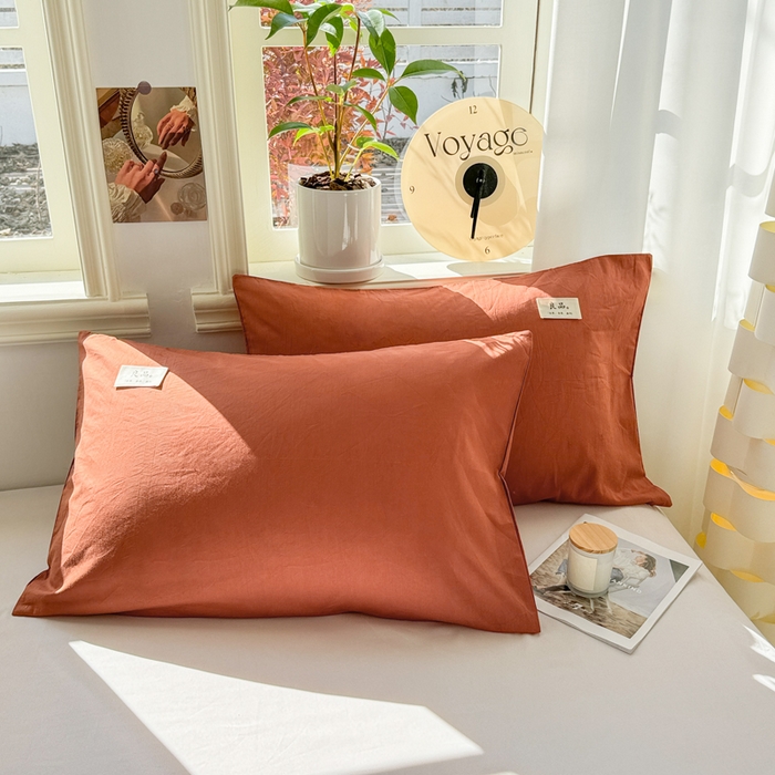 91家纺网 家纺一手货源 找家纺 眠博士 2025新款高支高密全棉纯色枕套系列 40支枕套-咖啡色