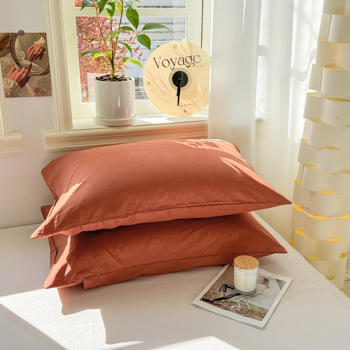 91家纺网 家纺一手货源 找家纺 眠博士 2025新款高支高密全棉纯色枕套系列 40支枕套-咖啡色