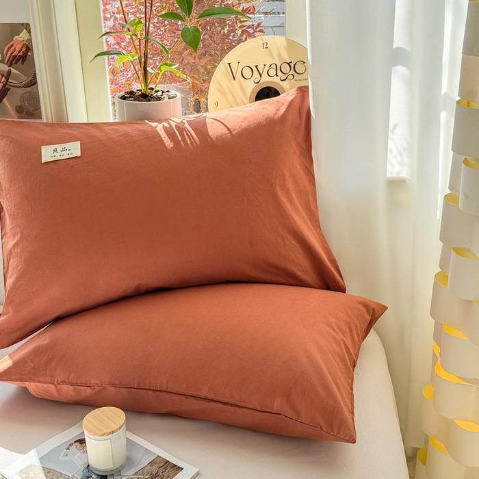 91家纺网 家纺一手货源 找家纺 眠博士 2025新款高支高密全棉纯色枕套系列 40支枕套-咖啡色