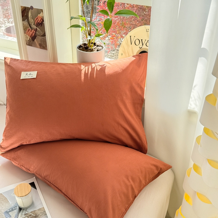 91家纺网 家纺一手货源 找家纺 眠博士 2025新款高支高密全棉纯色枕套系列 40支枕套-咖啡色