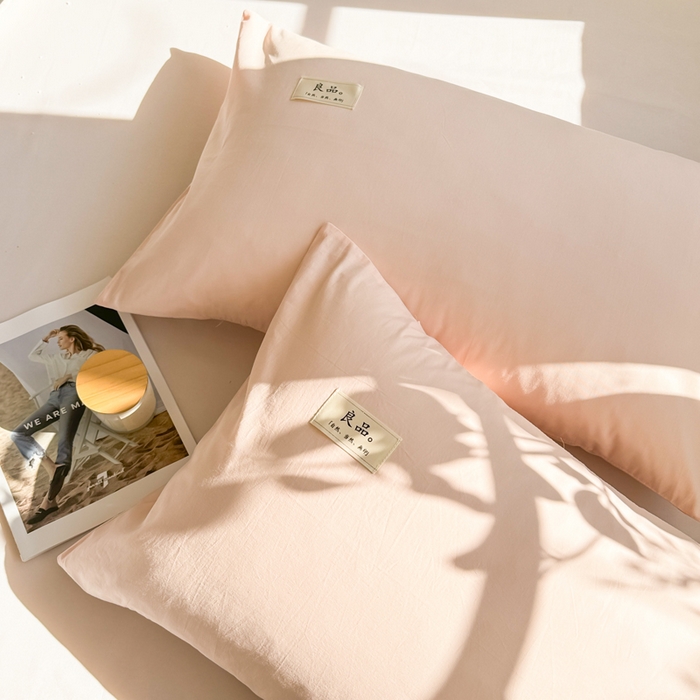 91家纺网 家纺一手货源 找家纺 眠博士 2025新款高支高密全棉纯色枕套系列 40支枕套-浅粉