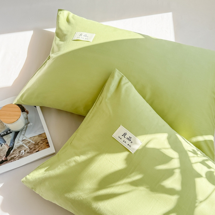 91家纺网 家纺一手货源 找家纺 眠博士 2025新款高支高密全棉纯色枕套系列 40支枕套-浅绿