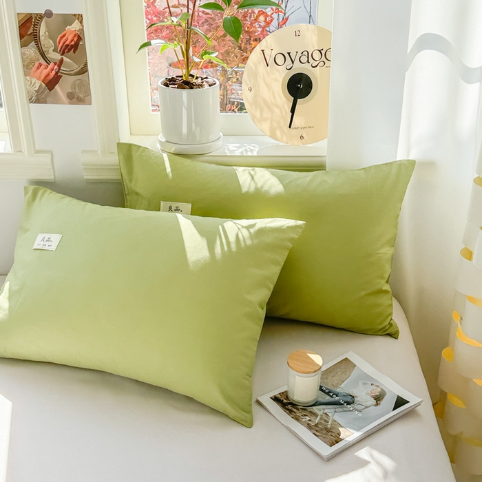 91家纺网 家纺一手货源 找家纺 眠博士 2025新款高支高密全棉纯色枕套系列 40支枕套-浅绿