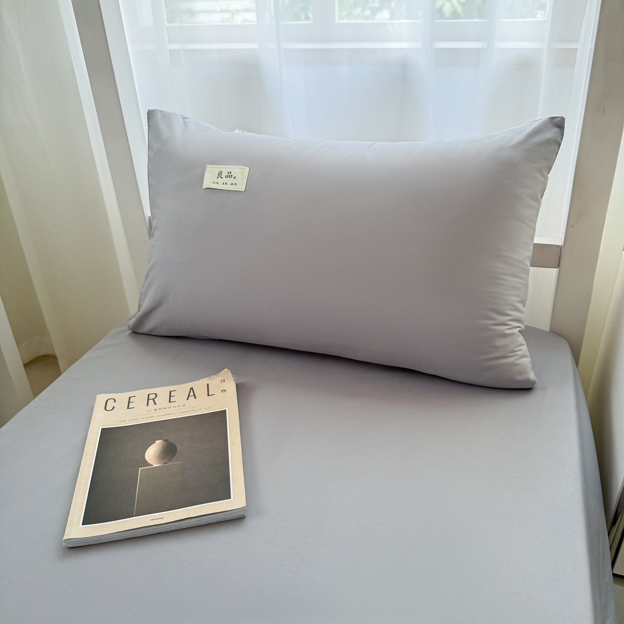91家纺网 家纺一手货源 找家纺 眠博士 2025新款高支高密全棉纯色枕套系列 40支枕套-银灰