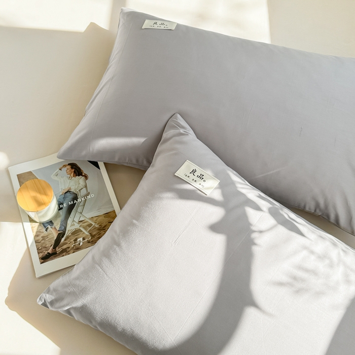 91家纺网 家纺一手货源 找家纺 眠博士 2025新款高支高密全棉纯色枕套系列 40支枕套-银灰