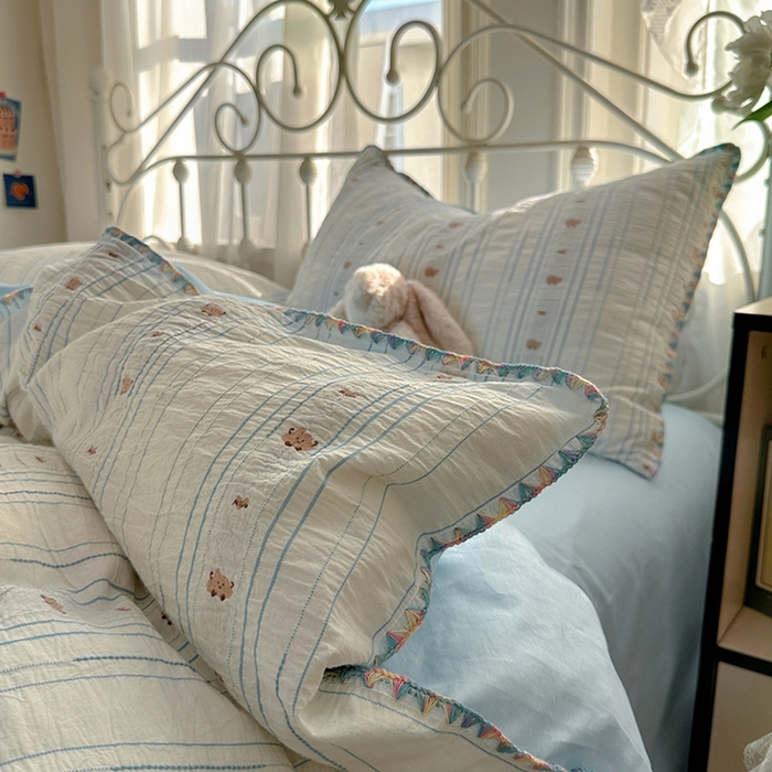 91家纺网 家纺一手货源 找家纺 田野 2025新款全棉水洗棉提花四件套 小雨点