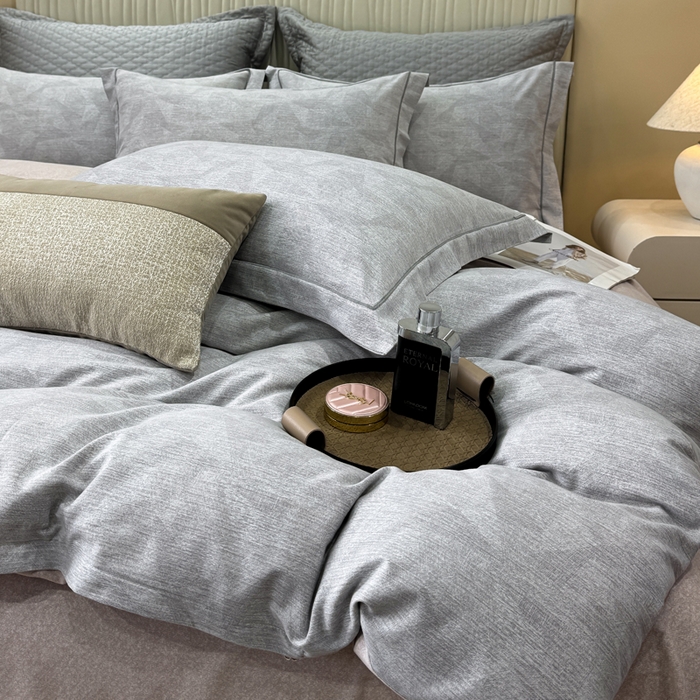 91家纺网 家纺一手货源 找家纺 凌鼎 2025新款100%全棉磨毛四件套数码印花加厚纯棉磨毛四件套 琥珀灰