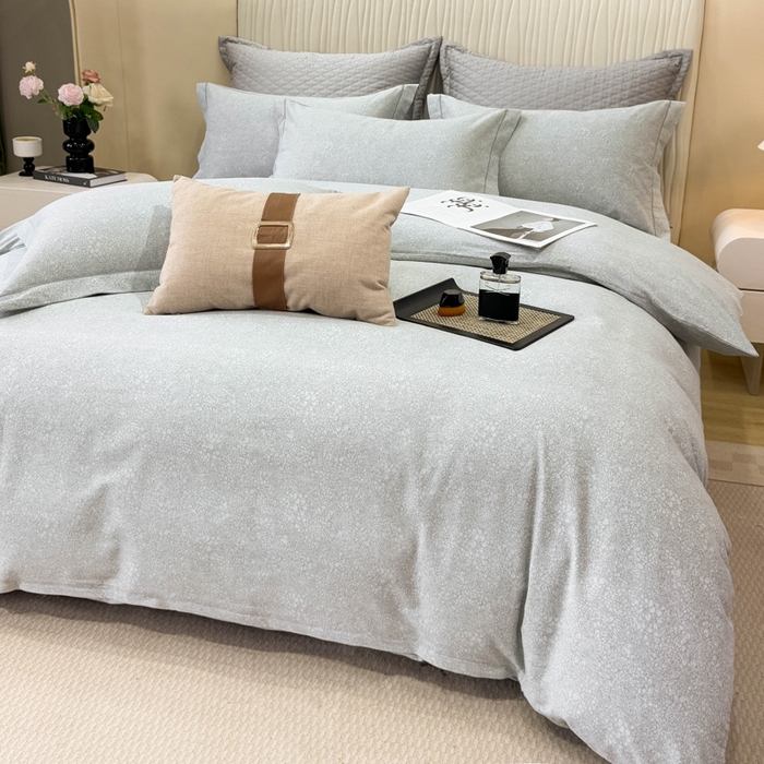 91家纺网 家纺一手货源 找家纺 凌鼎 2025新款100%全棉磨毛四件套数码印花加厚纯棉磨毛四件套 悦枝灰