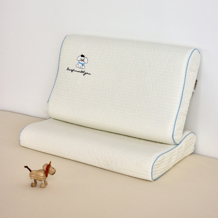 91家纺网 家纺一手货源 找家纺 （总）昕科 2025新款全棉水洗棉亲子乳胶枕-小白布丁狗