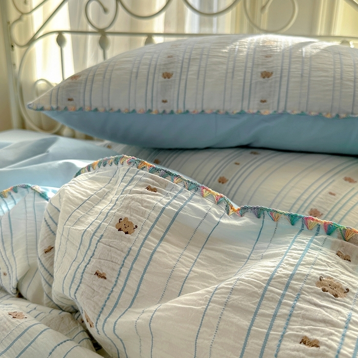 91家纺网 家纺一手货源 找家纺 田野 2025新款全棉水洗棉提花四件套 小雨点