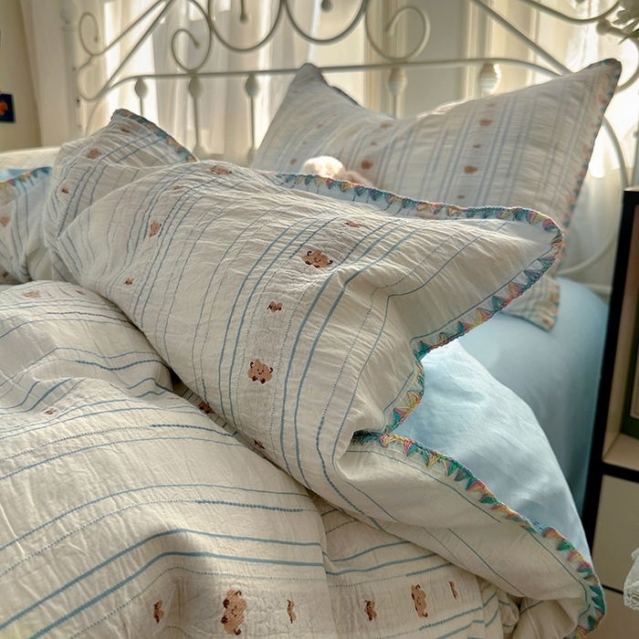 91家纺网 家纺一手货源 找家纺 田野 2025新款全棉水洗棉提花四件套 小雨点