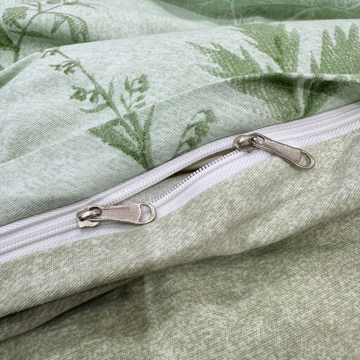 91家纺网 家纺一手货源 找家纺 凌鼎 2025新款100%全棉磨毛四件套数码印花加厚纯棉磨毛四件套 叶初开绿