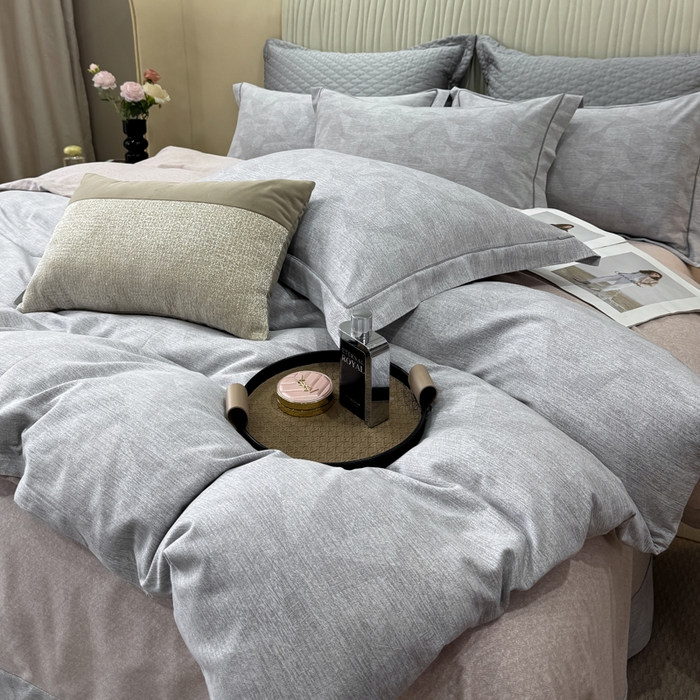 91家纺网 家纺一手货源 找家纺 凌鼎 2025新款100%全棉磨毛四件套数码印花加厚纯棉磨毛四件套 琥珀灰