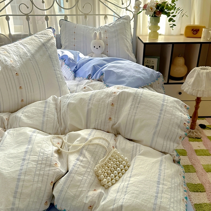 91家纺网 家纺一手货源 找家纺 田野 2025新款全棉水洗棉提花四件套 小象