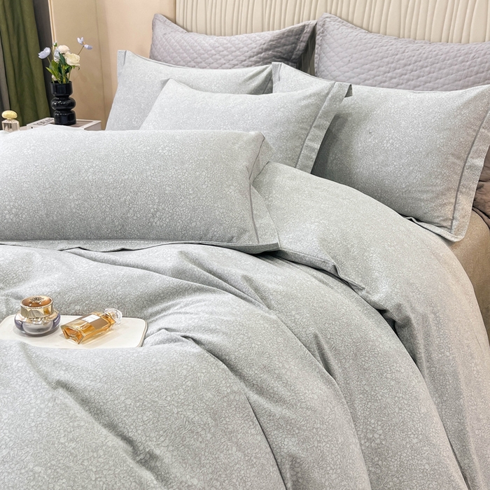 91家纺网 家纺一手货源 找家纺 凌鼎 2025新款100%全棉磨毛四件套数码印花加厚纯棉磨毛四件套 悦枝灰