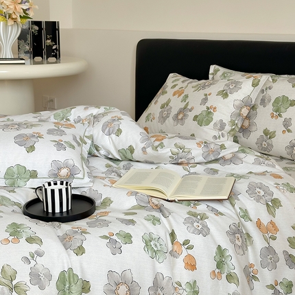 塞纳 2026新款铂金暖绒加厚磨毛四件套 秋日芳菲