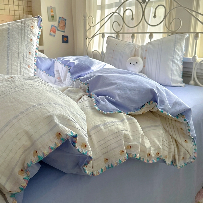 91家纺网 家纺一手货源 找家纺 田野 2025新款全棉水洗棉提花四件套 小象