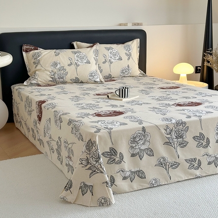 塞纳 2026新款铂金暖绒加厚磨毛单床单 庄园