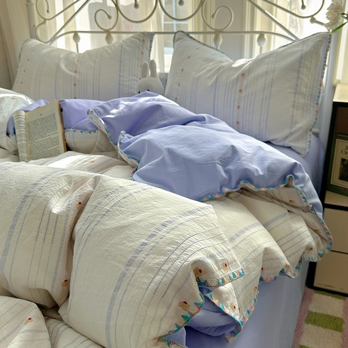 91家纺网 家纺一手货源 找家纺 田野 2025新款全棉水洗棉提花四件套 小象